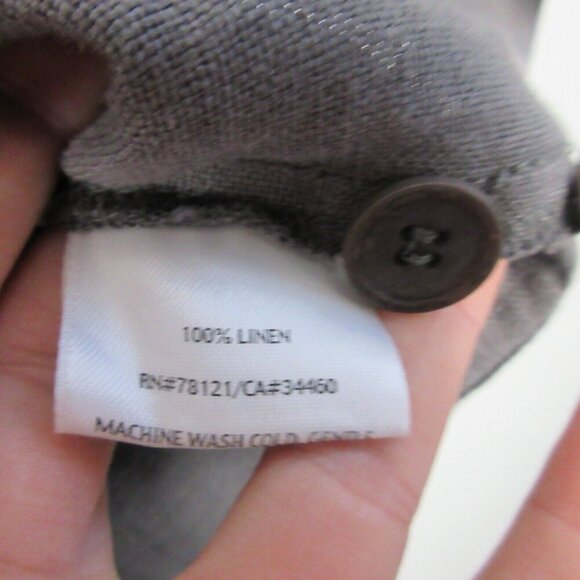 Eileen Fisher Linen Twill Pencil Mini Skirt L Gray Classic Preppy Casual 306 - Picture 4 of 12